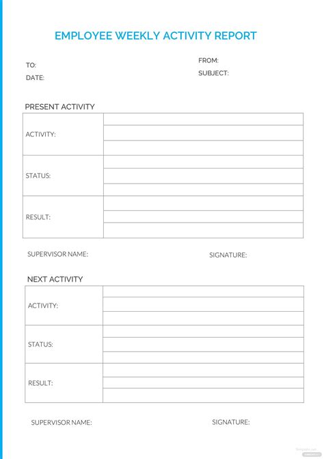 employee weekly activity report template